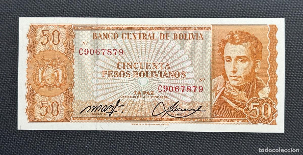 Billetes extranjeros: 50 PESOS BOLIVIANOS 1962-1981. P# 162A. SC / UNC