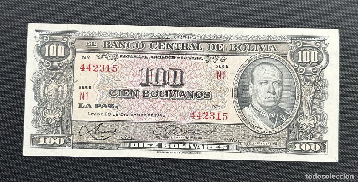 Billetes extranjeros: 100 BOLIVIANOS 1945 BOLIVIA. P# 147. EBC / XF
