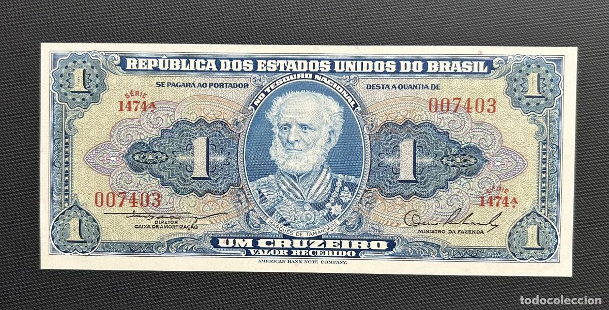 Billetes extranjeros: 1 CRUZEIRO 1954-1958 BRASIL. P# 150A. SC-/AUNC. LOS PICOS NO SON PERFECTOS. NUMERO BAJO