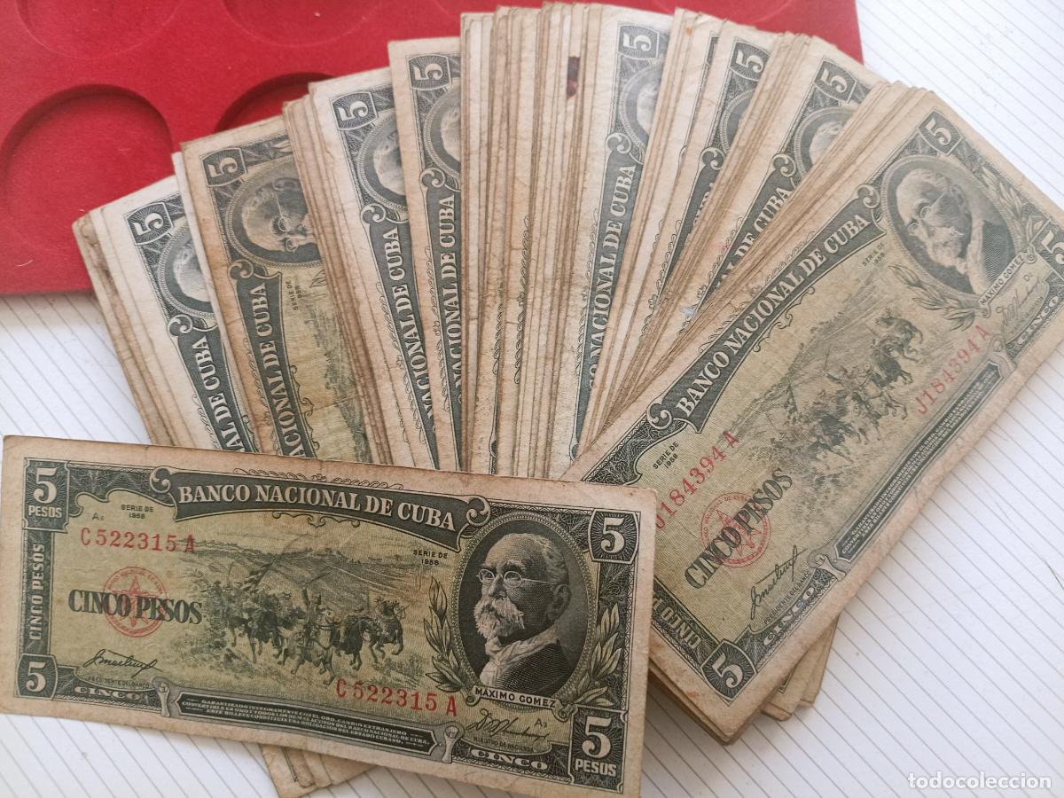 Billetes extranjeros: Cuba. 100 billetes de 5 pesos de 1958