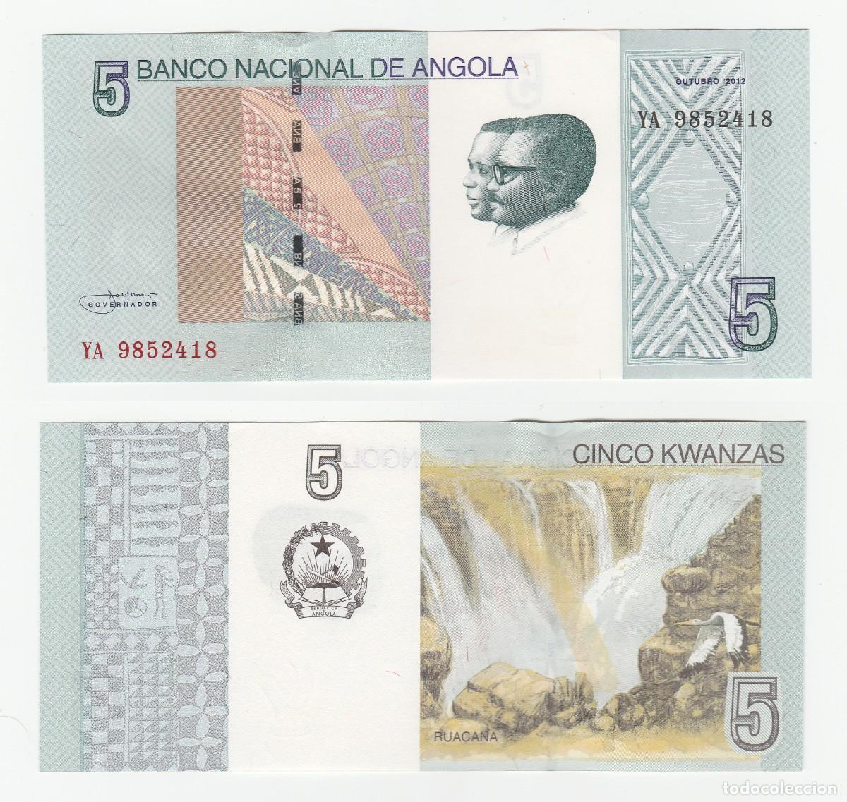Billetes extranjeros: Angola 5 Kwanzas 2012 n/s YA 9145864 Sin Circular