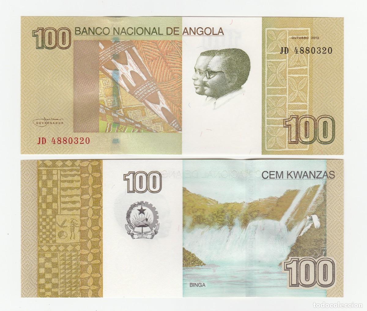 Billetes extranjeros: Angola 100 Kwanzas 2012 n/s JH 0989156 Sin Circular