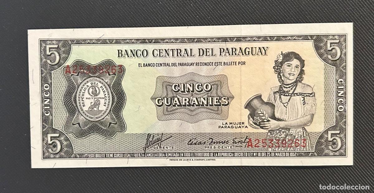Internationale Banknoten: 5 GUARANI 1963-1981 PARAGUAY. P# 195B. SC/UNC
