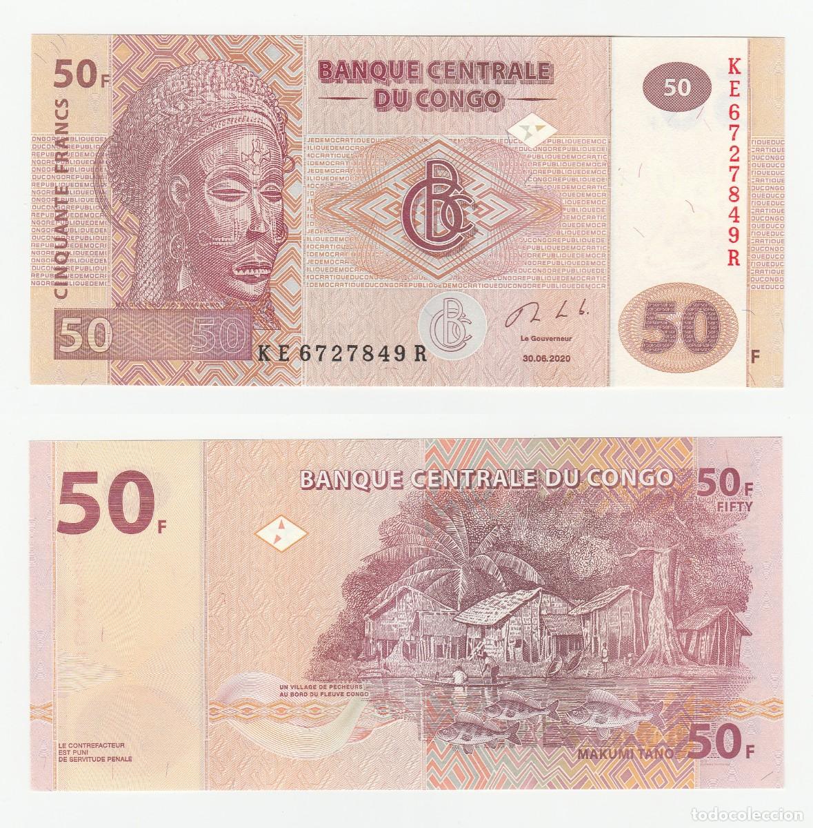 Billetes extranjeros: Congo 50 Francos 2020 Sin Circular
