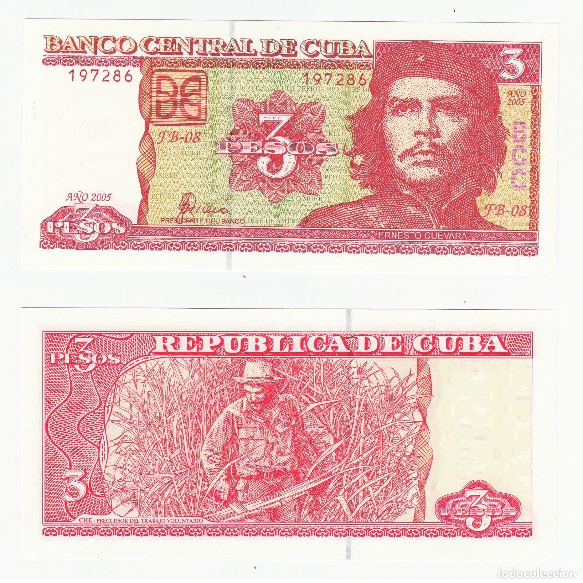 Billetes extranjeros: Cuba 3 Pesos 2005 Sin Circular