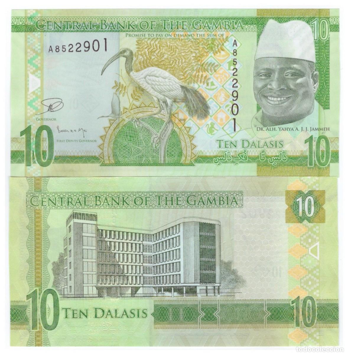 Billetes extranjeros: Gambia 10 Dalasis 2015 Sin Circular