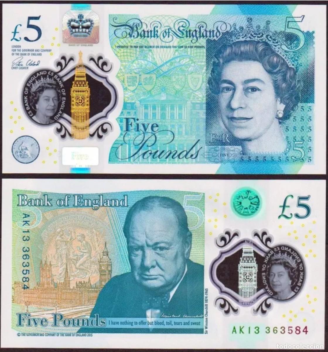 Billetes extranjeros: Gran Breta&ntilde;a 5 Libras 2015 Pol&iacute;mero Sin Circular