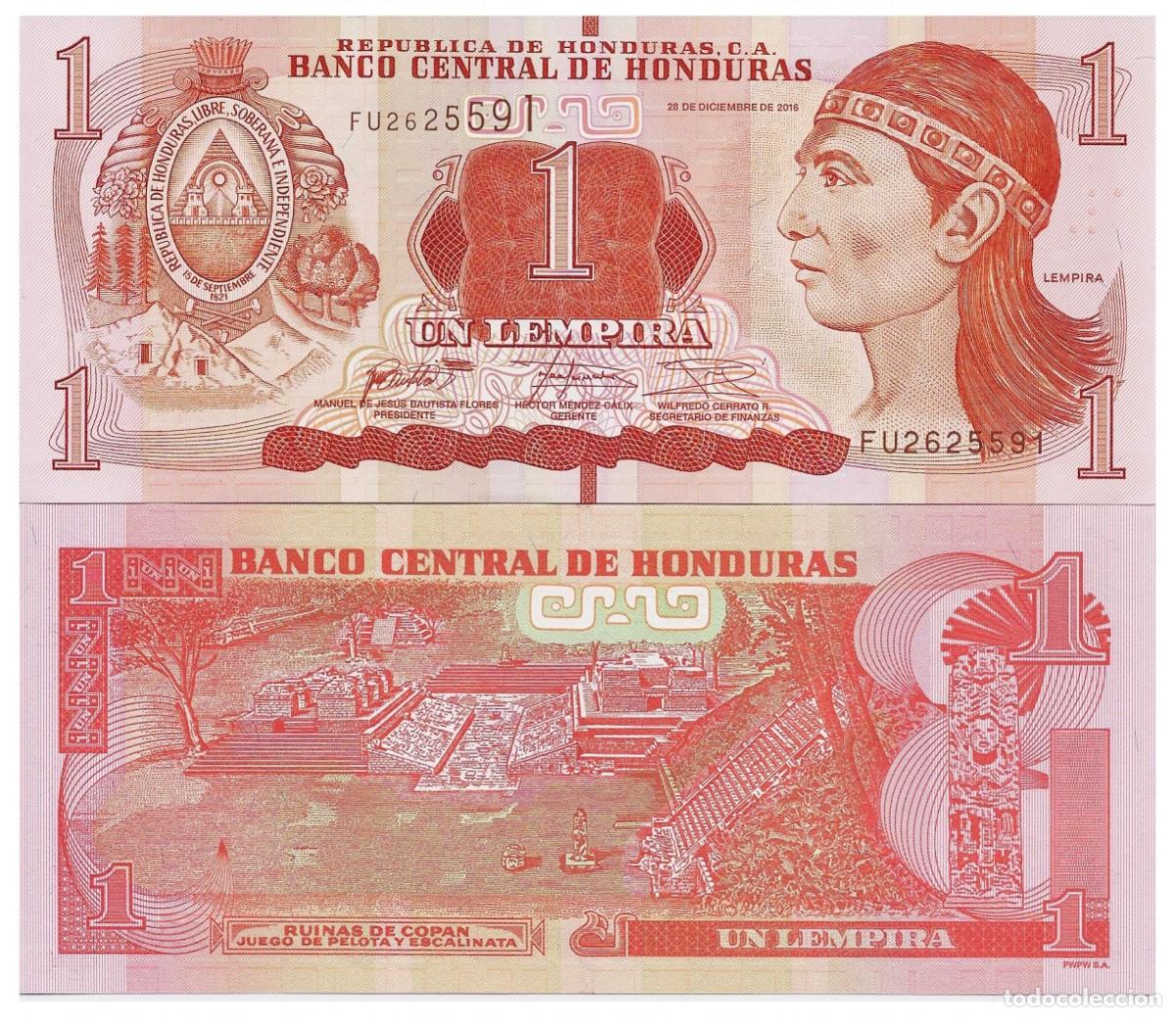 Billetes extranjeros: Honduras 1 Lempira 2016 Sin Circular