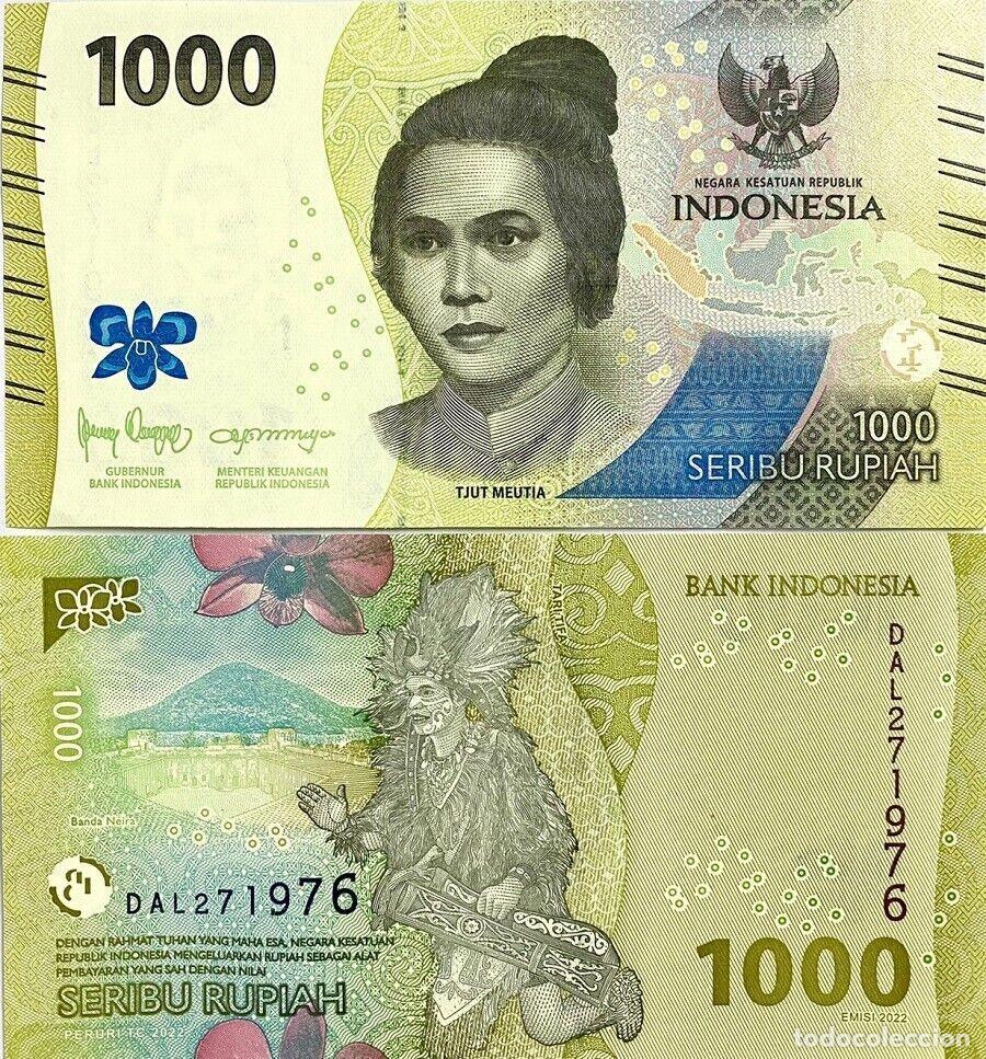 Billetes extranjeros: Indonesia 1000 Rupias 2022 Sin Circular
