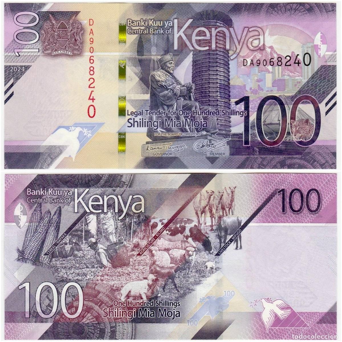Billetes extranjeros: Kenia 100 Chelines 2024 Sin Circular