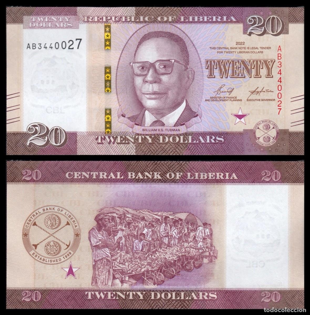 Billetes extranjeros: Liberia 20 D&oacute;lares 2022 Sin Circular