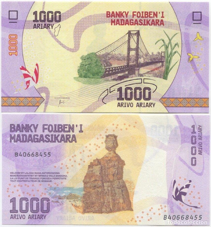Billetes extranjeros: Madagascar 1000 Ariary 2017 Sin Circular