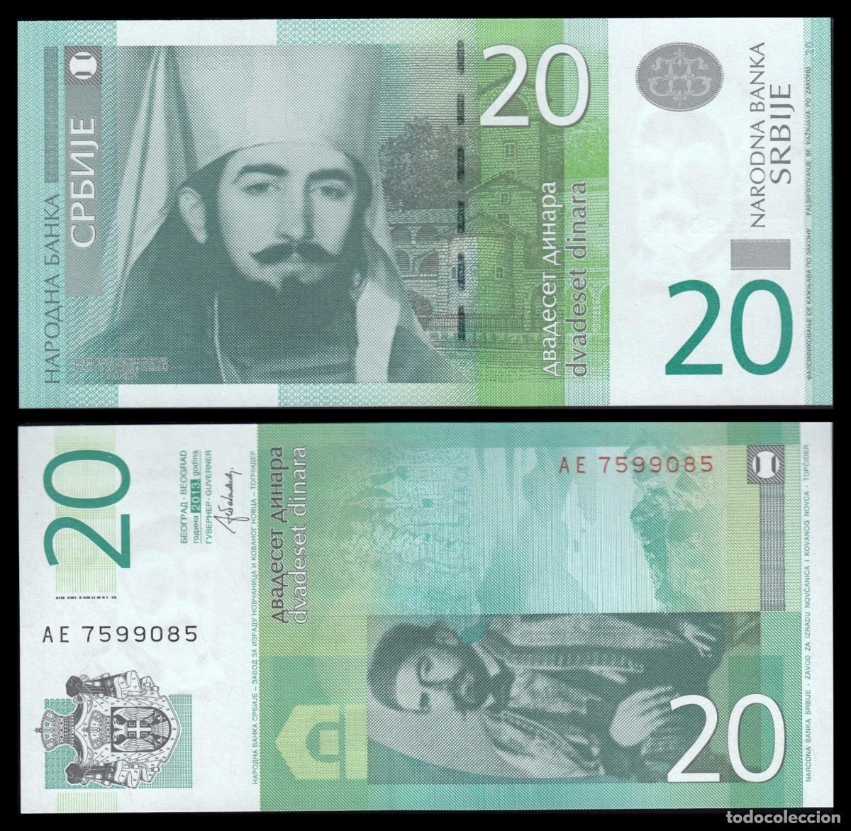 Billetes extranjeros: Serbia 20 Dinares 2013 Sin Circular
