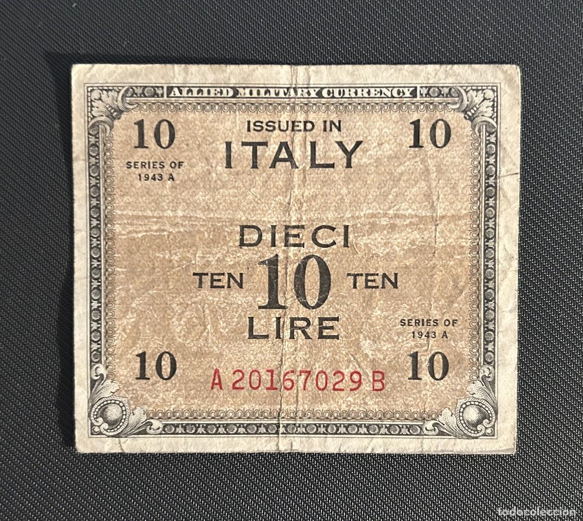 Notas Internacionais: 10 LIRAS 1943 ITALIA. P# M19B