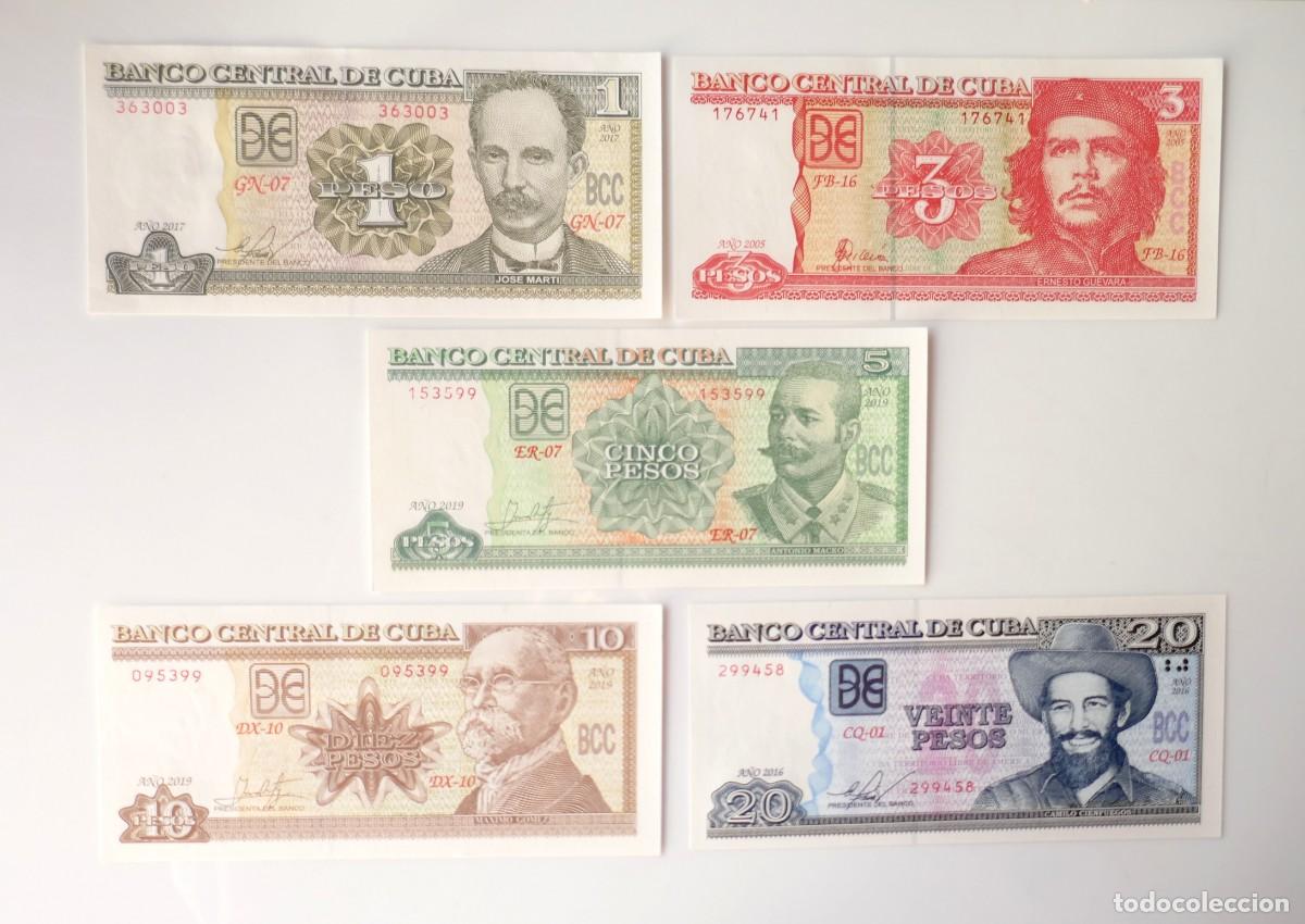Billetes extranjeros: LOTE 5 BILLETES CUBA. CAMBIA NUMERACI&Oacute;N. EN MUY BUENA CONSERVACI&Oacute;N