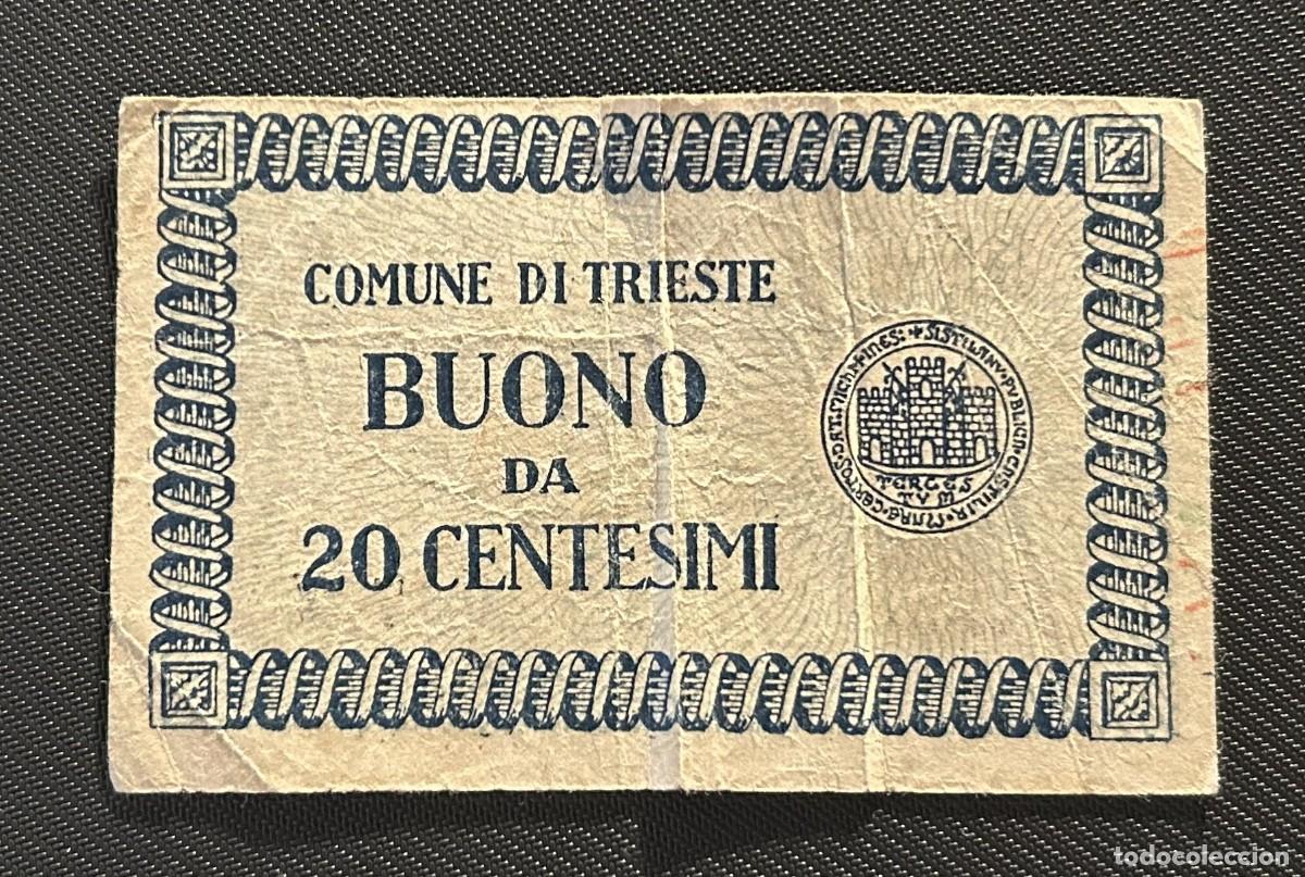 Billetes extranjeros: 20 CENTESIMI 1945-1947 TRIESTE, ITALIA. RARA