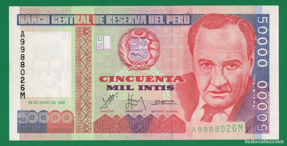 Billetes extranjeros: Billete Per&uacute; 50 000 Intis 28/06/1988 - UNC P#142
