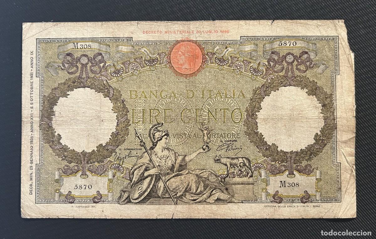 Billetes extranjeros: 100 LIRAS 1938 ITALIA. P# 55B