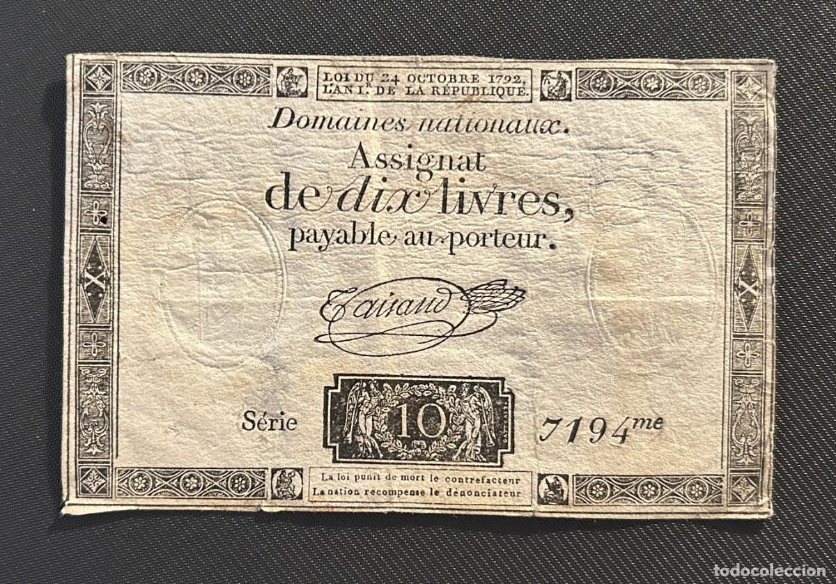 Notas Internacionais: 10 LIBRAS 1792 FRANCIA. P# A66B. FIRMA TAISAUD