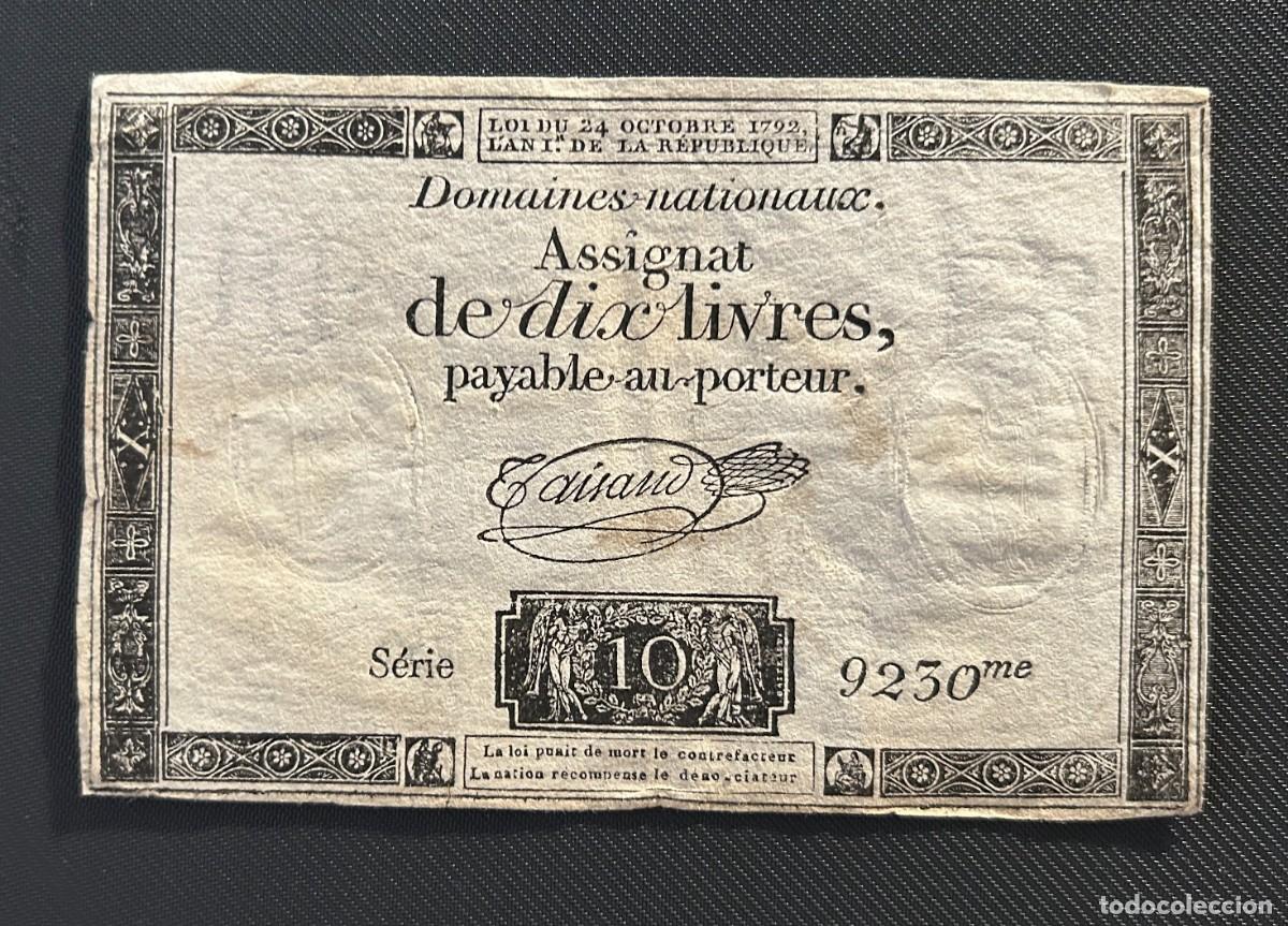 Notas Internacionais: 10 LIBRAS 1792 FRANCIA. P# A66B. FIRMA TAISAUD