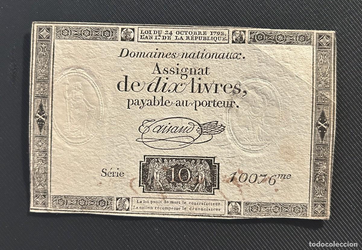 Notas Internacionais: 10 LIBRAS 1792 FRANCIA. P# A66B. FIRMA TAISAUD