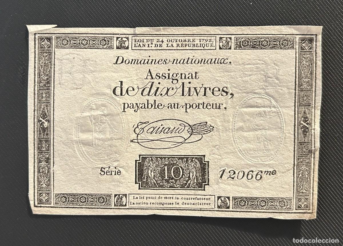 Notas Internacionais: 10 LIBRAS 1792 FRANCIA. P# A66B. FIRMA TAISAUD