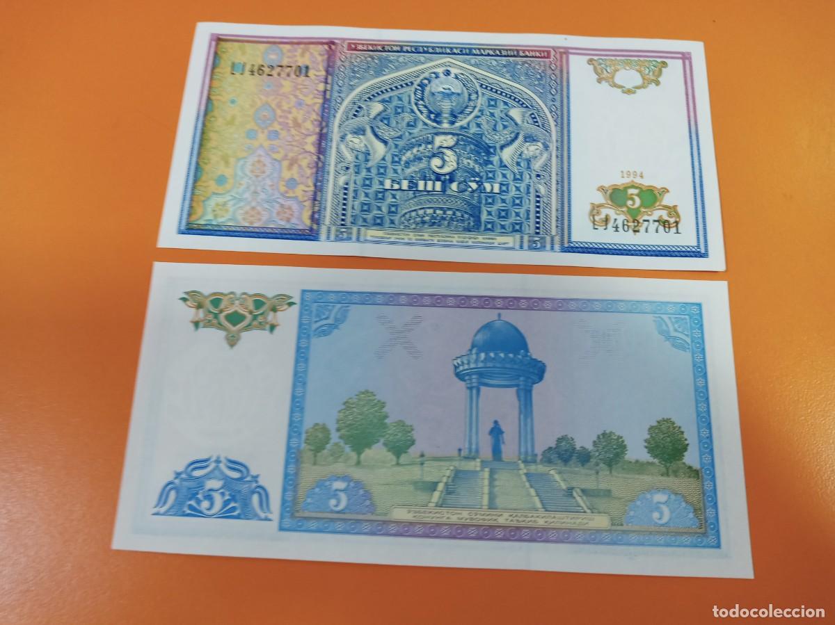 Billetes extranjeros: UZBEKIST&Aacute;N 5 SUM 1994