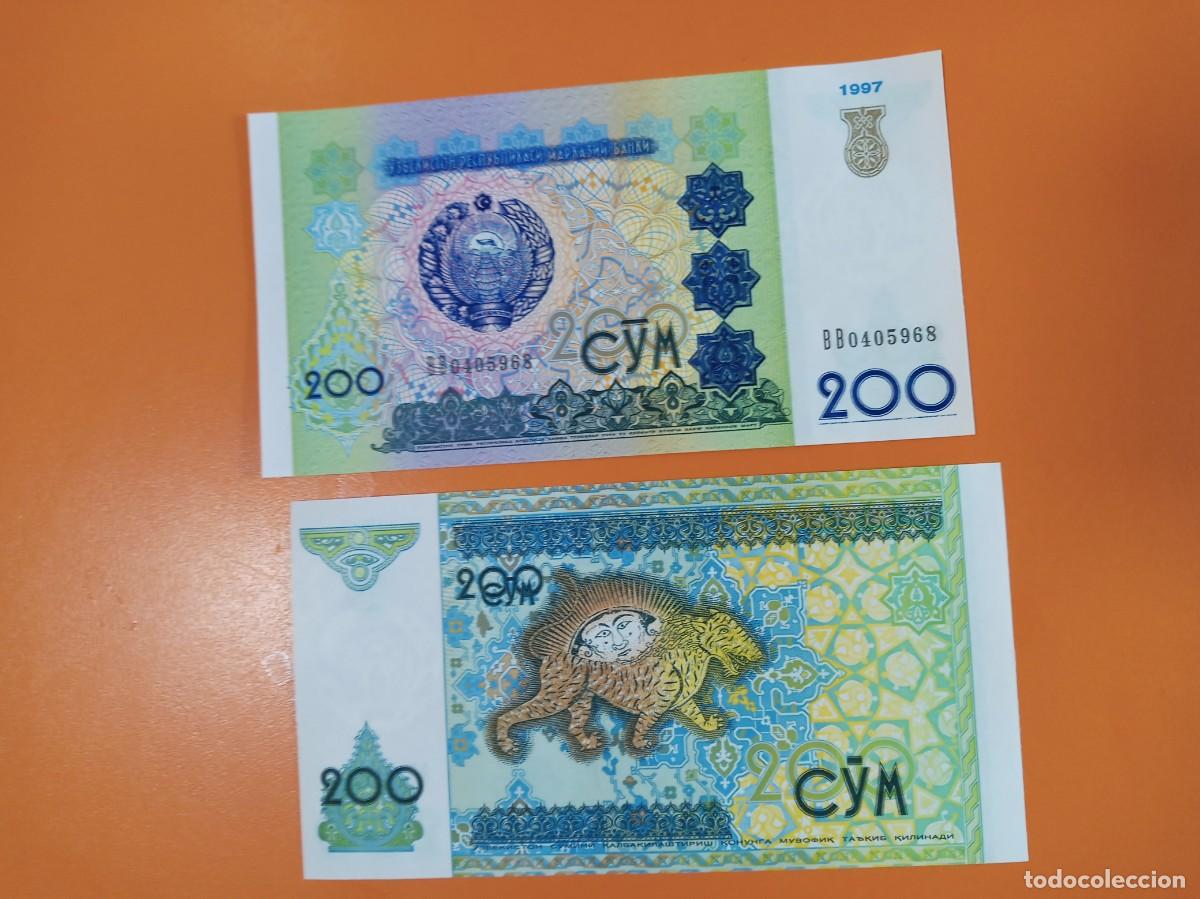 Billetes extranjeros: UZBEKIST&Aacute;N 200 SUM 1997