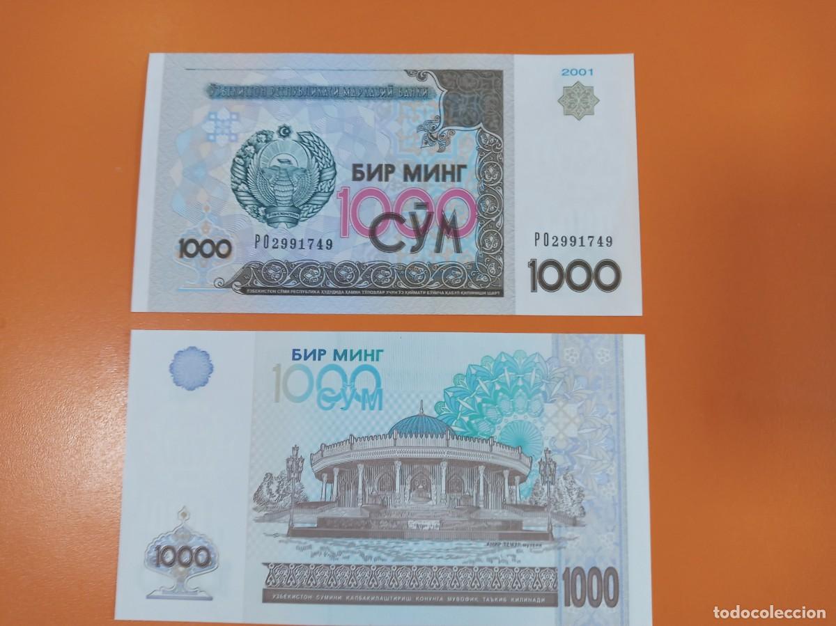 Billetes extranjeros: UZBEKIST&Aacute;N 1000 SUM 2001