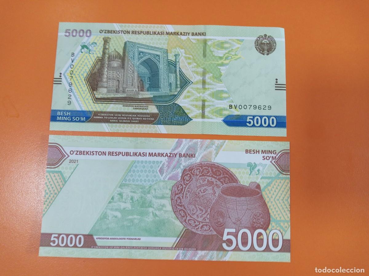 Billetes extranjeros: UZBEKIST&Aacute;N 5000 SUM 2021