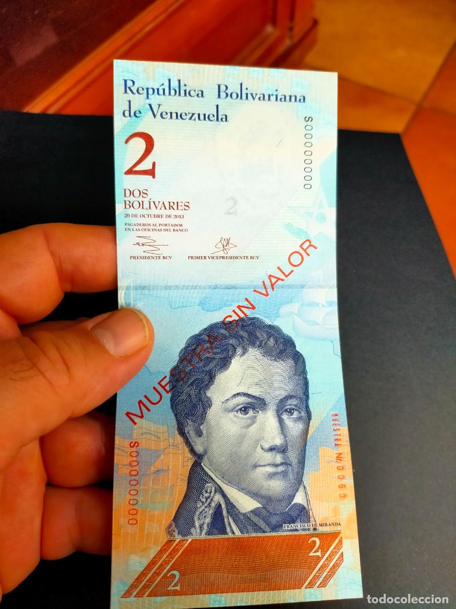 Billetes extranjeros: BILLETE DE 2 DOS BOLIVARES 29 OCTUBRE 2013 VENEZUELA EXCEPCIONAL CONSERVACION MUESTRA SIN VALOR