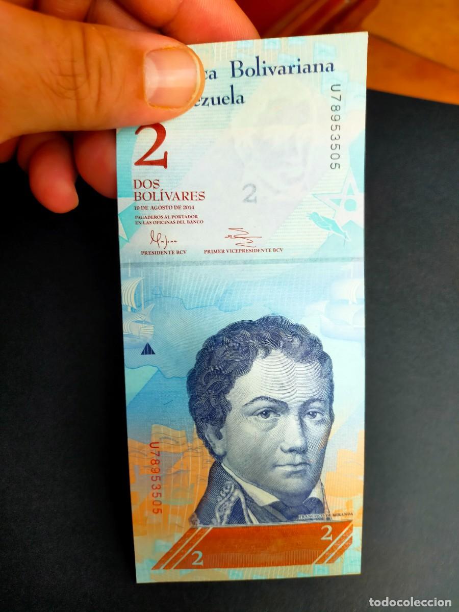Billetes extranjeros: BILLETE DE 2 DOS BOLIVARES 19 AGOSTO 2014 REPUBLICA BOLIVARIANA VENEZUELA EXCEPCIONAL CONSERVACION