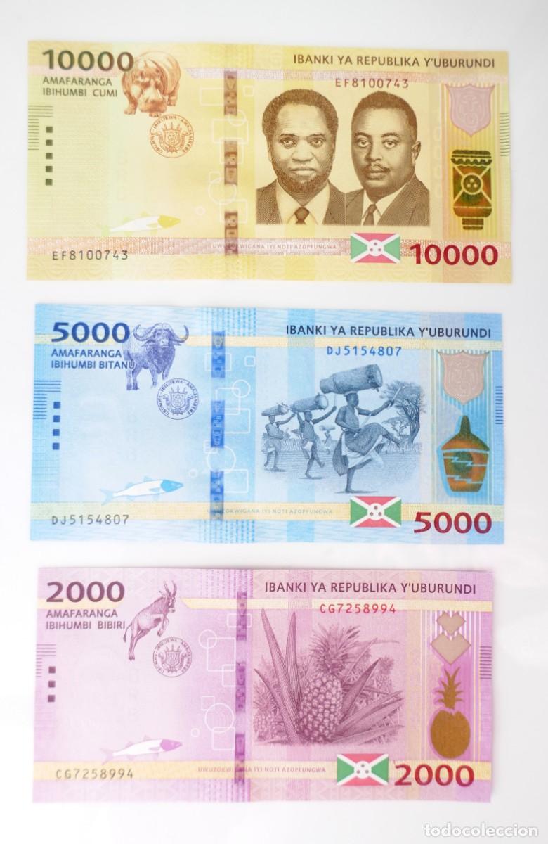 Billetes extranjeros: LOTE TRES BILLETES BURUNDI.