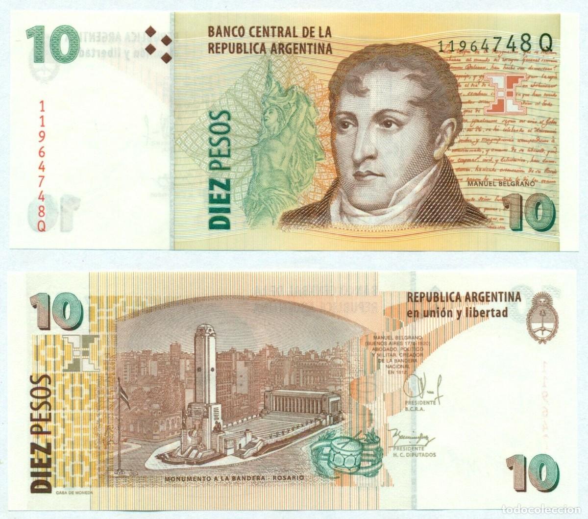 Billetes extranjeros: Argentina 10 Pesos Sufijo Q Sin Circular