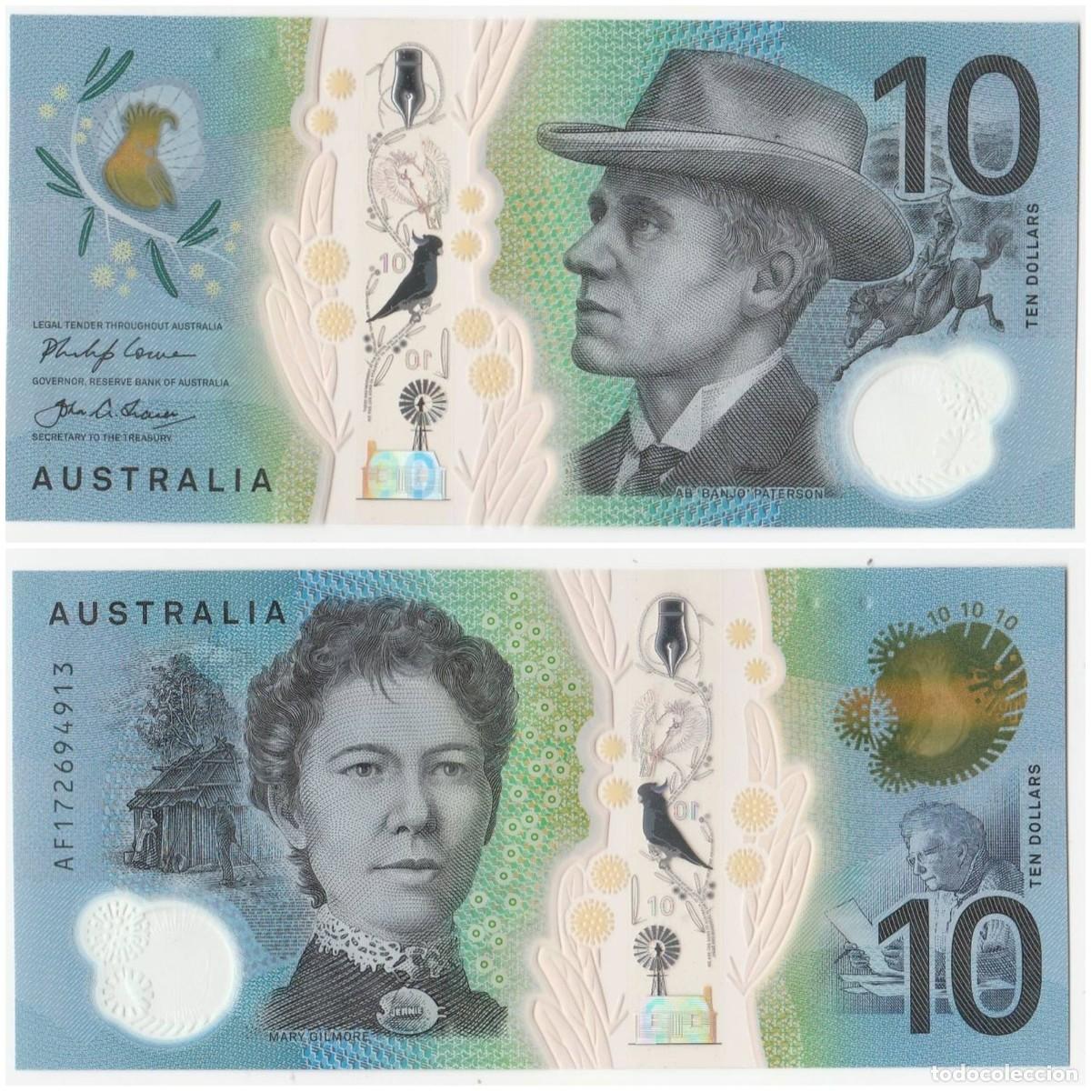Billetes extranjeros: Australia 10 D&oacute;lares 2017 Pol&iacute;mero Sin Circular