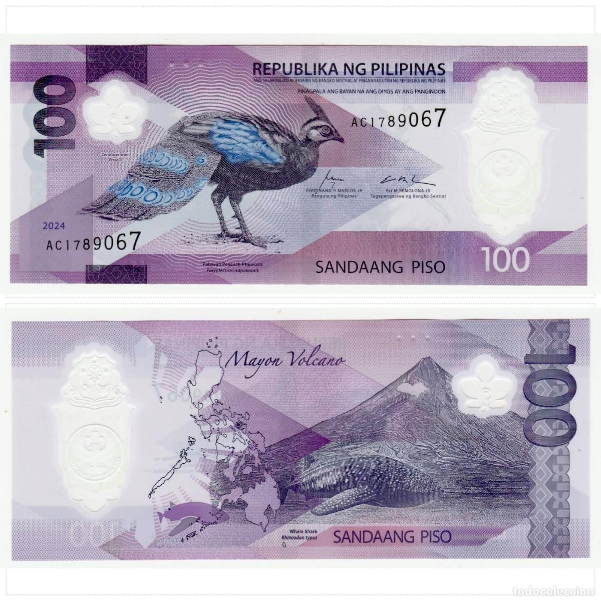 Billetes extranjeros: Filipinas 100 Pesos 2024 Pol&iacute;mero Sin Circular