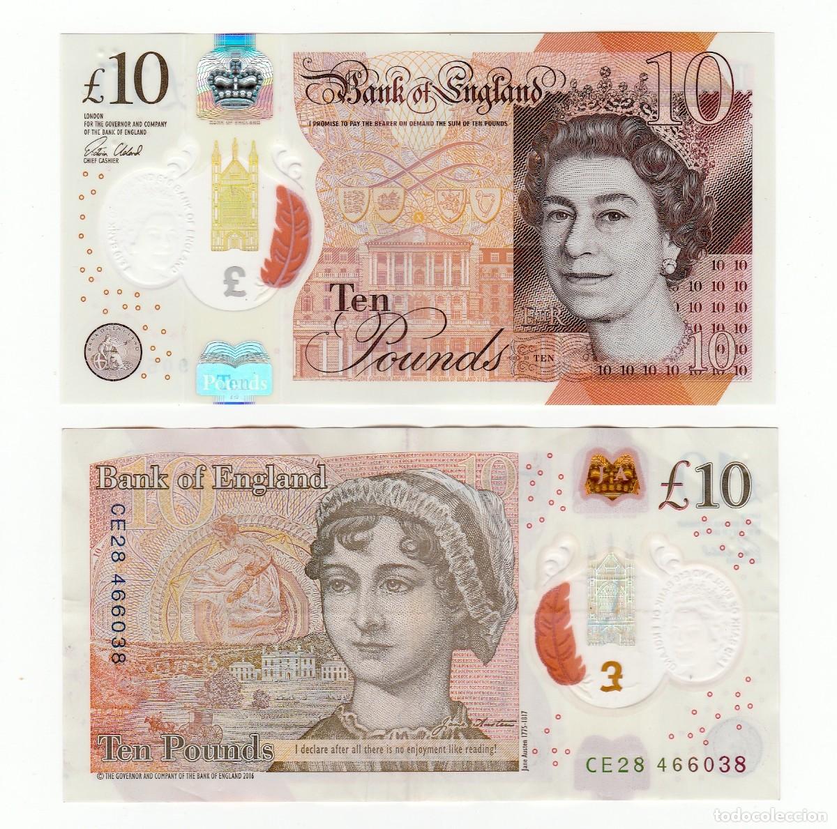 Billetes extranjeros: Gran Breta&ntilde;a 10 Libras 2016 Pol&iacute;mero Sin Circular