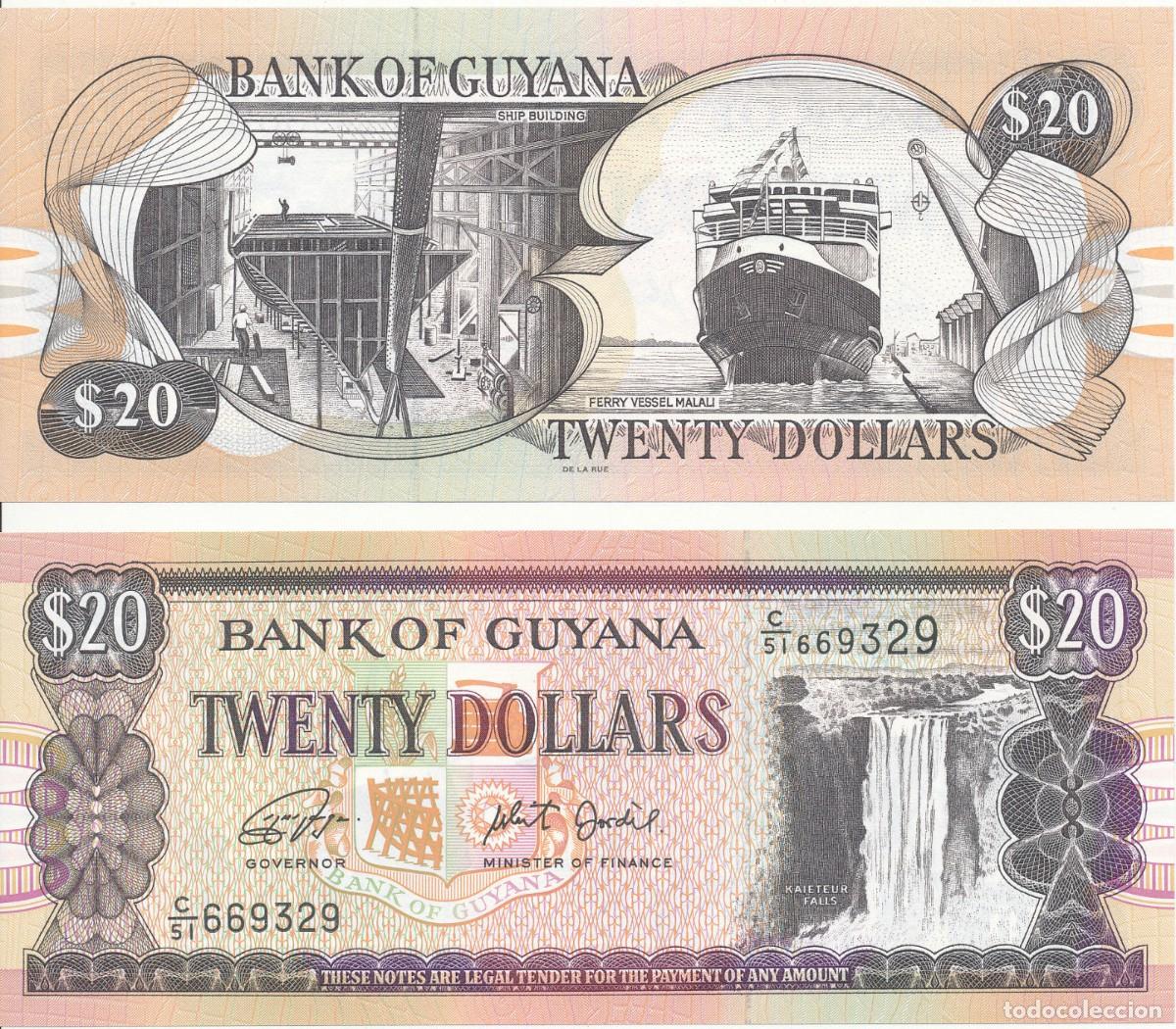 Billetes extranjeros: Guyana 20 D&oacute;lares 2018 Sin Circular