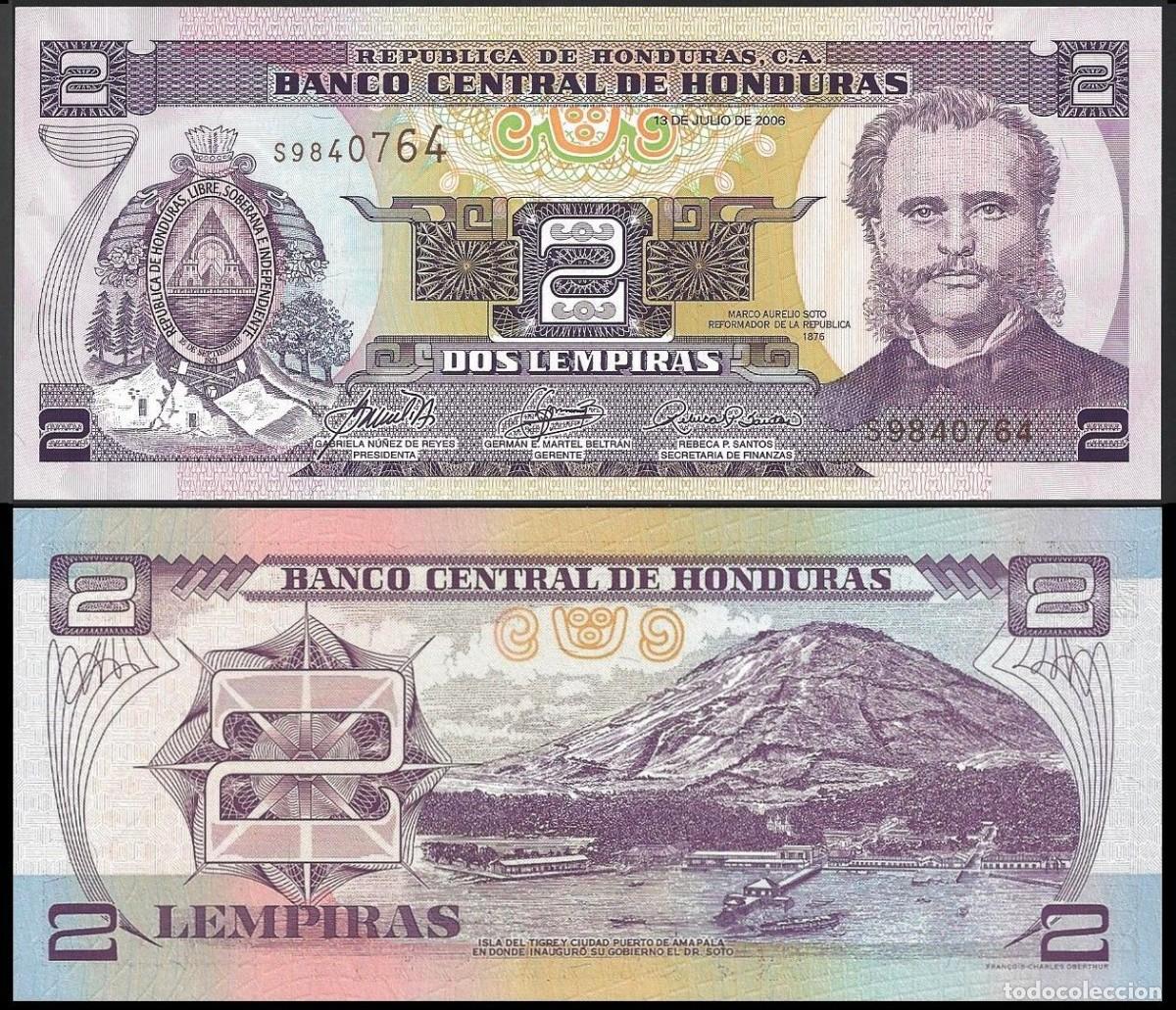 Billetes extranjeros: Honduras 2 Lempiras 2014 Sin Circular - Foto 1