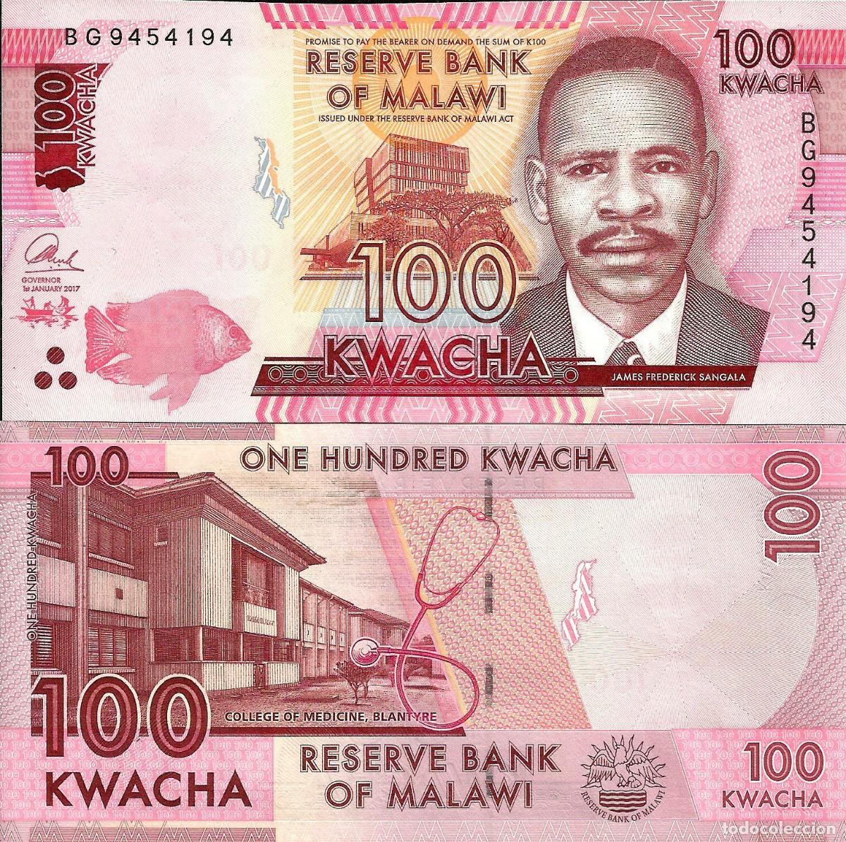 Billetes extranjeros: Malawi 100 Kwacha 2017 Sin Circular