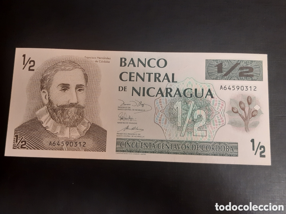 Billetes extranjeros: Billete Nicaragua 1/2 C&oacute;rdoba sc