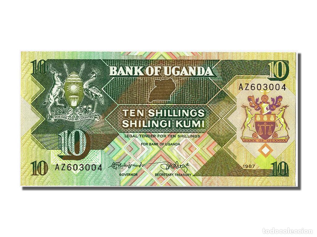 Billetes extranjeros: [#301289] Billete, 10 Shillings, 1987, Uganda, UNC