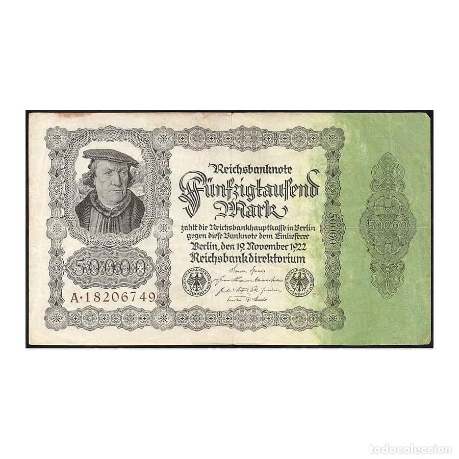 Billetes extranjeros: Alemania 1922 [BLL] 50.000 Marcos Reichbanknote (BC)