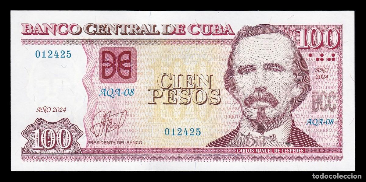 Billetes extranjeros: Cuba 100 Pesos Carlos Manuel de C&eacute;spedes 2024 Pick 129m Sc Unc