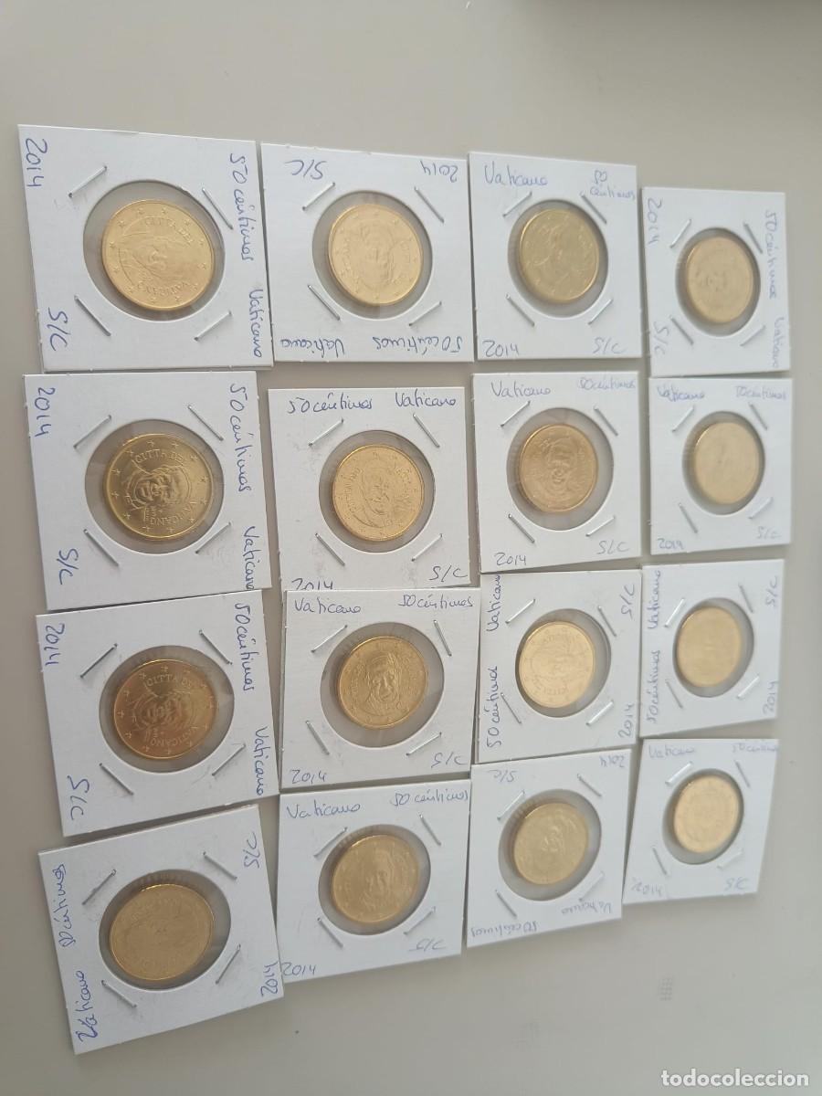Billetes extranjeros: 16 monedas de 50 c&eacute;ntimos del Vaticano. 2014. SC. SIN CIRCULAR