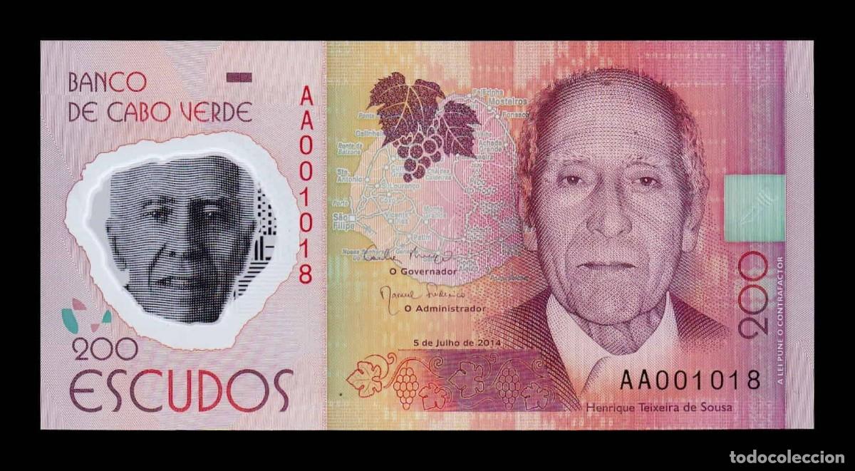 Billetes extranjeros: Cabo Verde 200 Escudos Henrique Teixeira 2014 Pick 71 Pol&iacute;mero Sc Unc