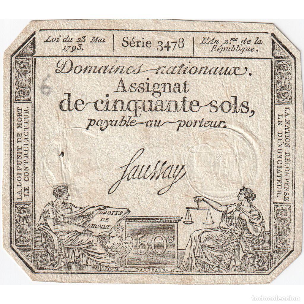 Billetes extranjeros: [#1294168] Francia, 50 Sols, 23.5.1793, SERIE 3478, MBC