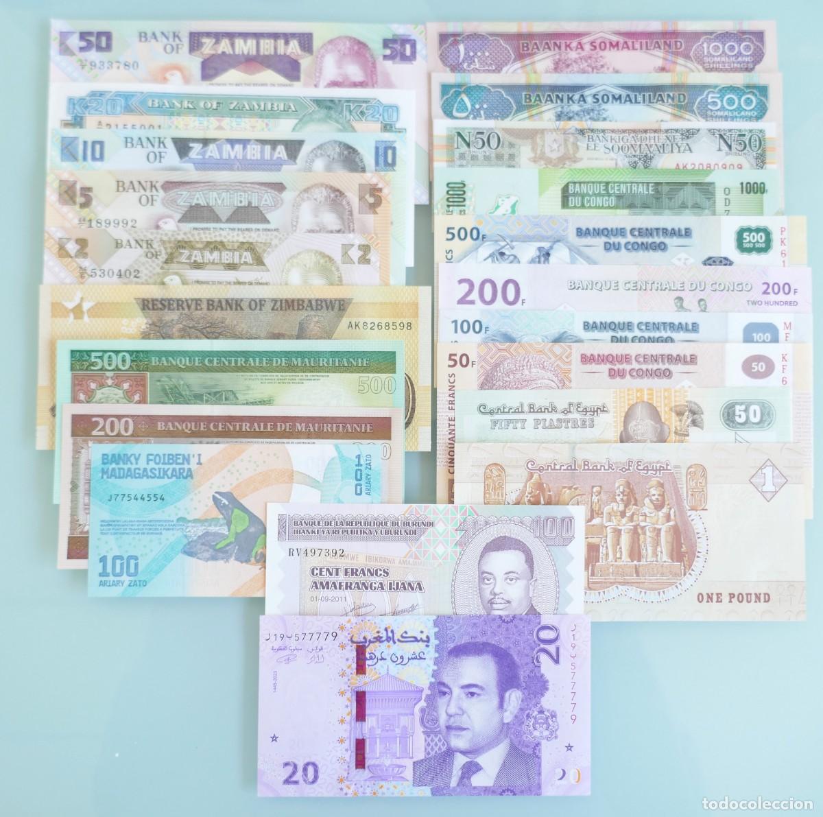 Billetes extranjeros: LOTE DE 21 BILLETES DE &Aacute;FRICA EN MUY BUEN ESTADO, MAURITANIA, EGIPTO, MADAGASCAR.....