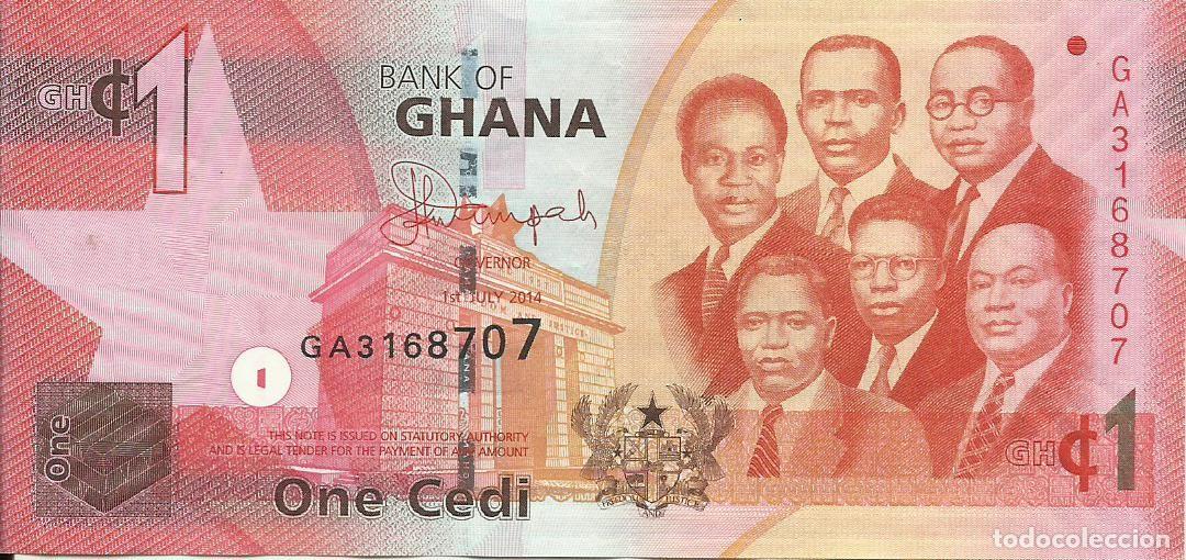 Billetes extranjeros: GHANA - 1 CEDI - 2014 - GA 3168707 - CIRCULADA - FOTOS