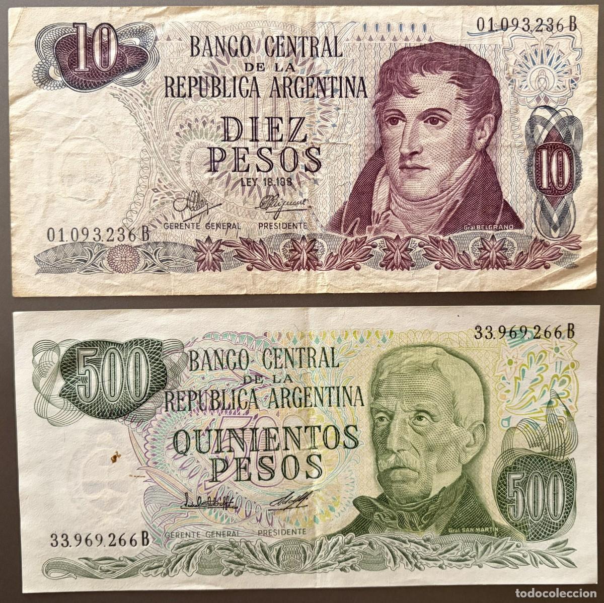 Billetes extranjeros: BN023, ARGENTINA, 10, 500 PESOS, GENERALES BELGRAMO Y SAN MARTIN, IGUAZU, CERRO DE LA VICTORIA